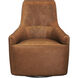 Carmine Cognac Leather Swivel Lounge Chair, Swivel